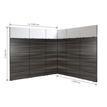 FlexiSlot®Kanallı Pano Fuar Standı „Style-Black“ 2.850 x 2.800 mm Köşe standı