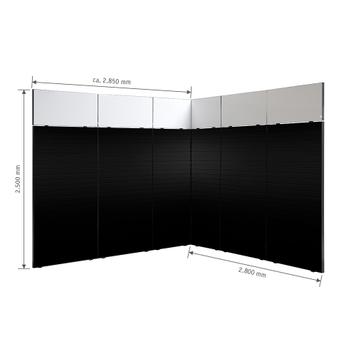 FlexiSlot®Kanallı Pano Fuar Standı „Style-Black“ 2.850 x 2.800 mm Köşe standı