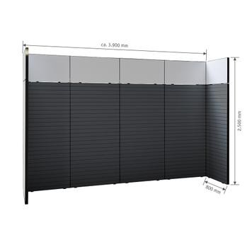 FlexiSlot-® Kanallı Pano Fuar Standı „Style-Black“ - 3.900 x 800 mm Ana stand