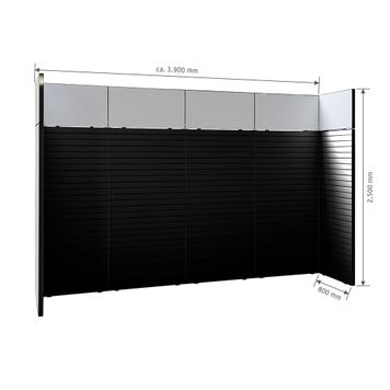 FlexiSlot-® Kanallı Pano Fuar Standı „Style-Black“ - 3.900 x 800 mm Ana stand